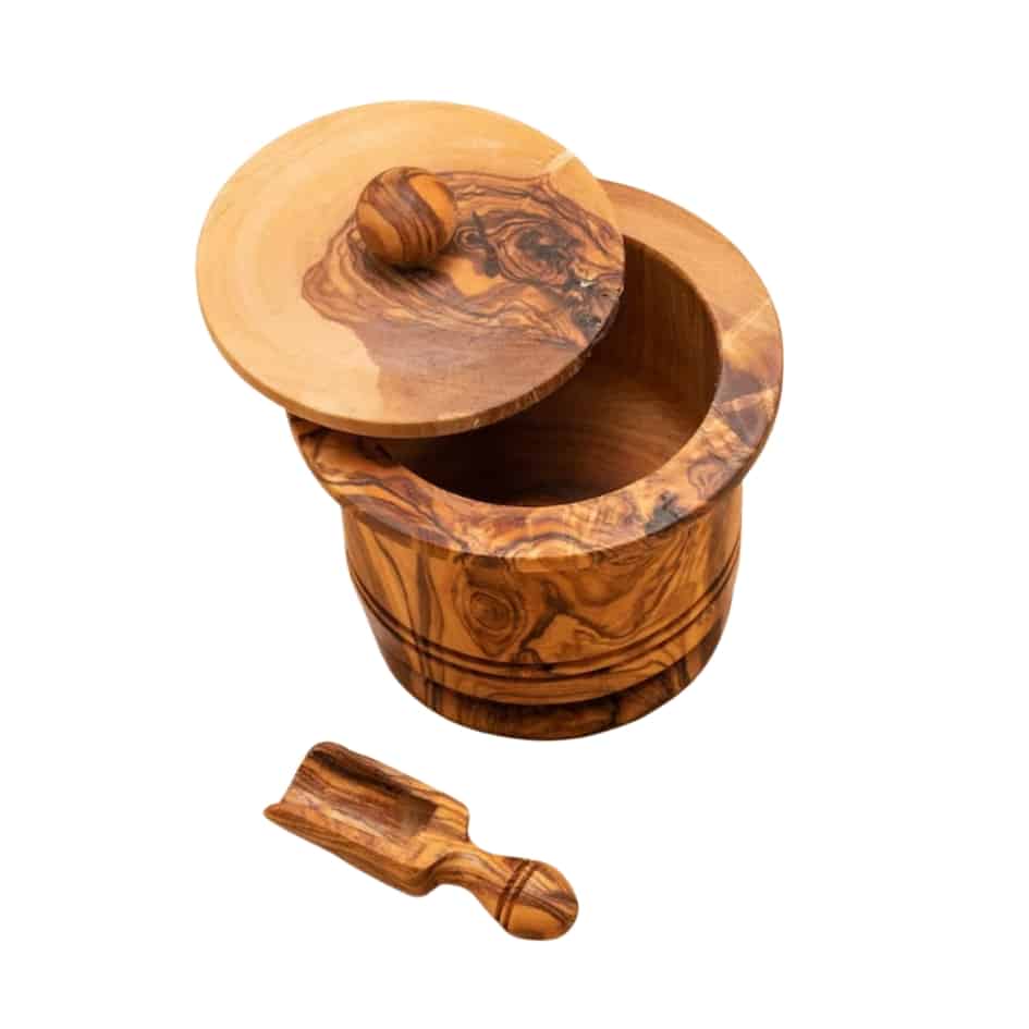Boîte à épices artisanale en bois d'olivier - fait main et écoresponsable
