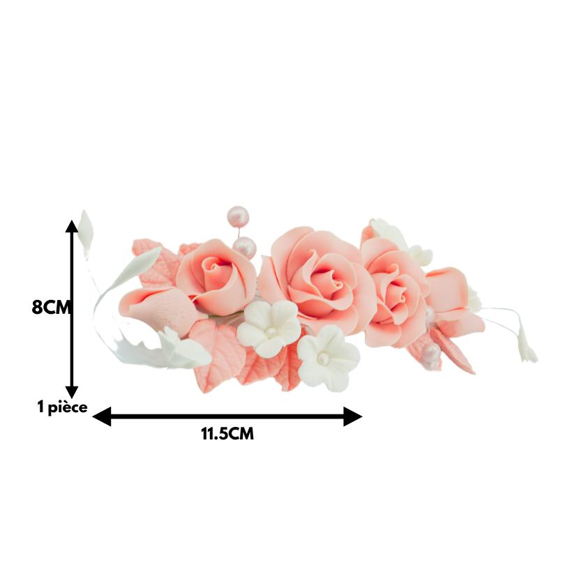 Fleurs "Bouque de 2 rose" en sucre comestibles