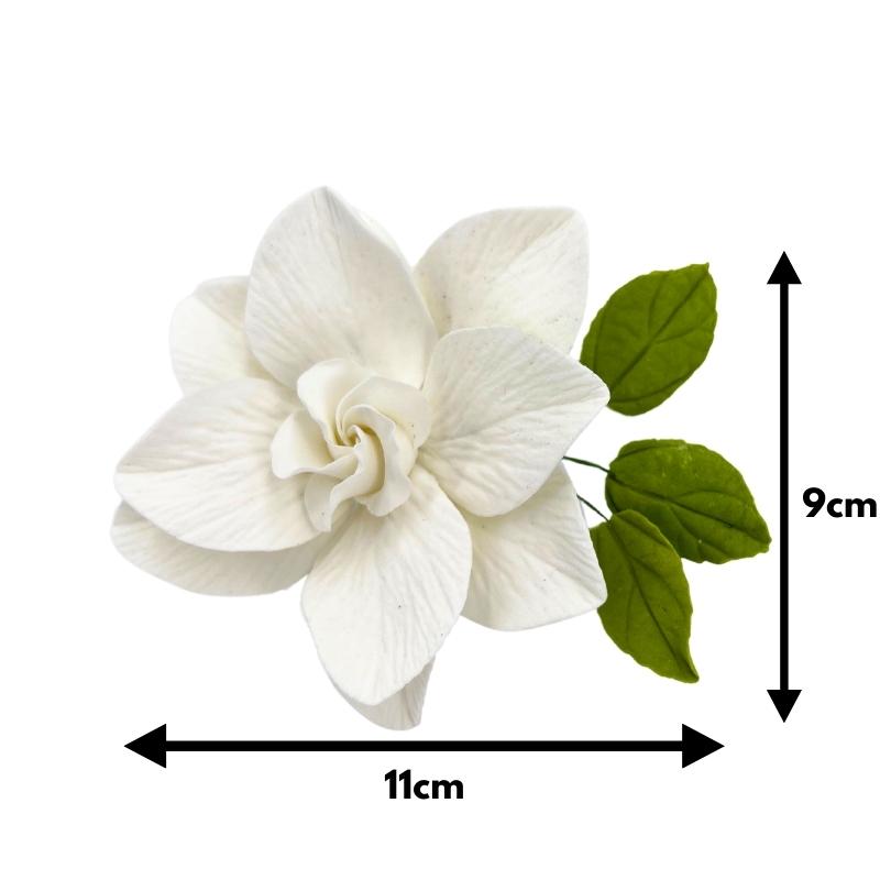 Fleurs "Gardénia avec feuilles" en sucre comestibles