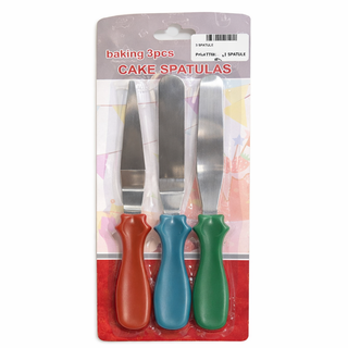 Set de 3 Spatules à Gâteau Inox – Décoration Pâtisserie (Rouge, Bleu, Vert)