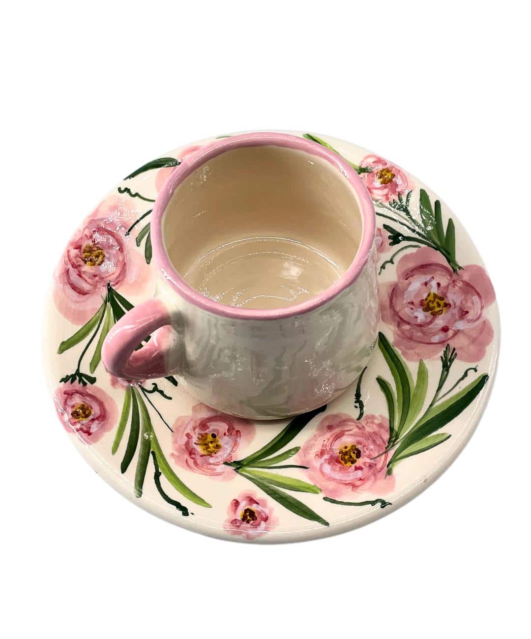 Tasse en céramique avec motifs en fleurs