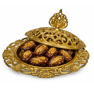 Plateau Décoratif Rond Arabesque Doré