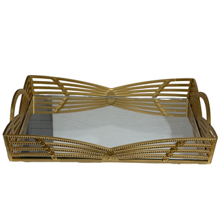 Plateau de Service Miroir Doré Elégant