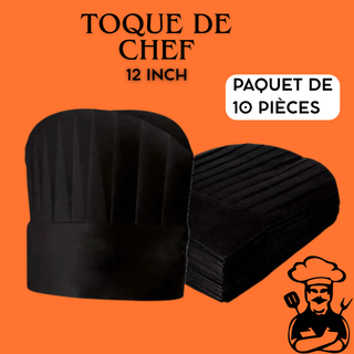 Toque de Chef Noire Prestige – 12 Inch